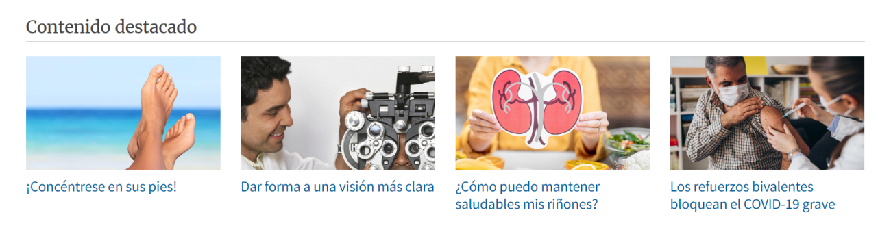 una captura de pantalla de la nueva sección de contenido destacado