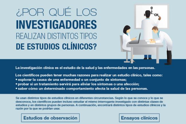 ¿Por qué los investigadores realizan distintos tipos de estudios clínicos?