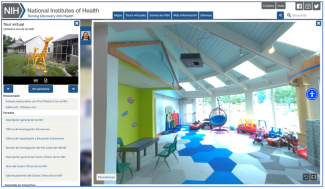 Una captura de pantalla del laboratorio del pez cebra y los científicos en el Tour Virtual.