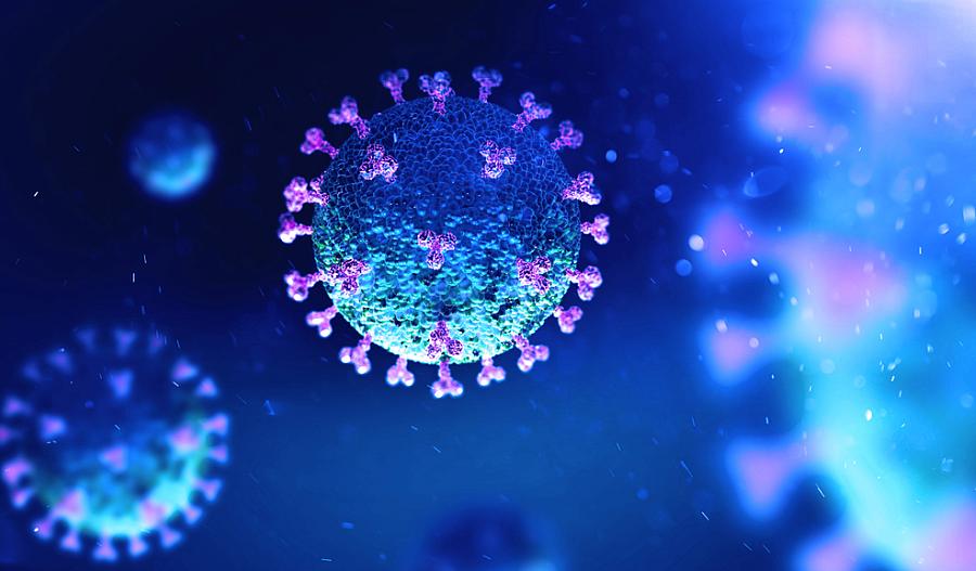 Ilustración de Coronavirus COVID-19 bajo el microscopio