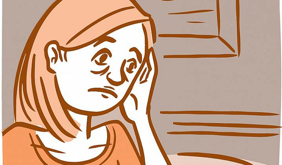 Ilustración de una mujer que luce cansada e infeliz tocándose las sienes.