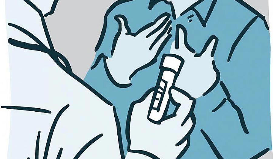 Ilustración de un médico sosteniendo un tubo de sangre mientras habla con un paciente.