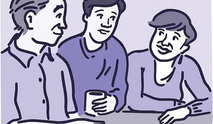 Ilustración de padres hablando con su hijo adolescente