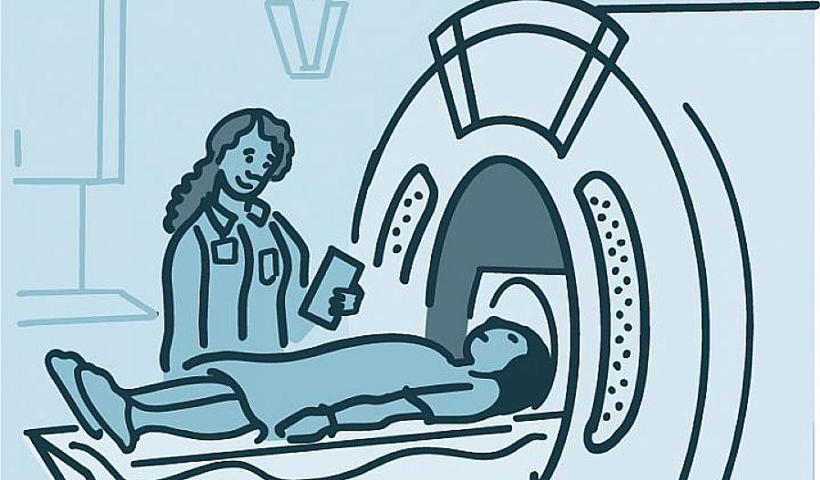 Ilustración de una persona que se realiza una resonancia magnética.