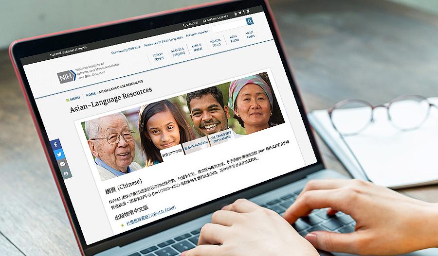 Captura de pantalla de la página web de Recursos en idiomas de Asia.